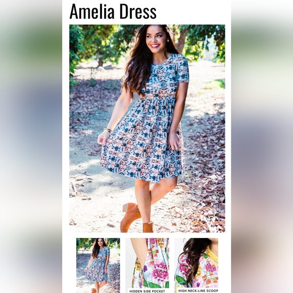 Feather Print LLR Amelia Dress - Picture 6 of 7